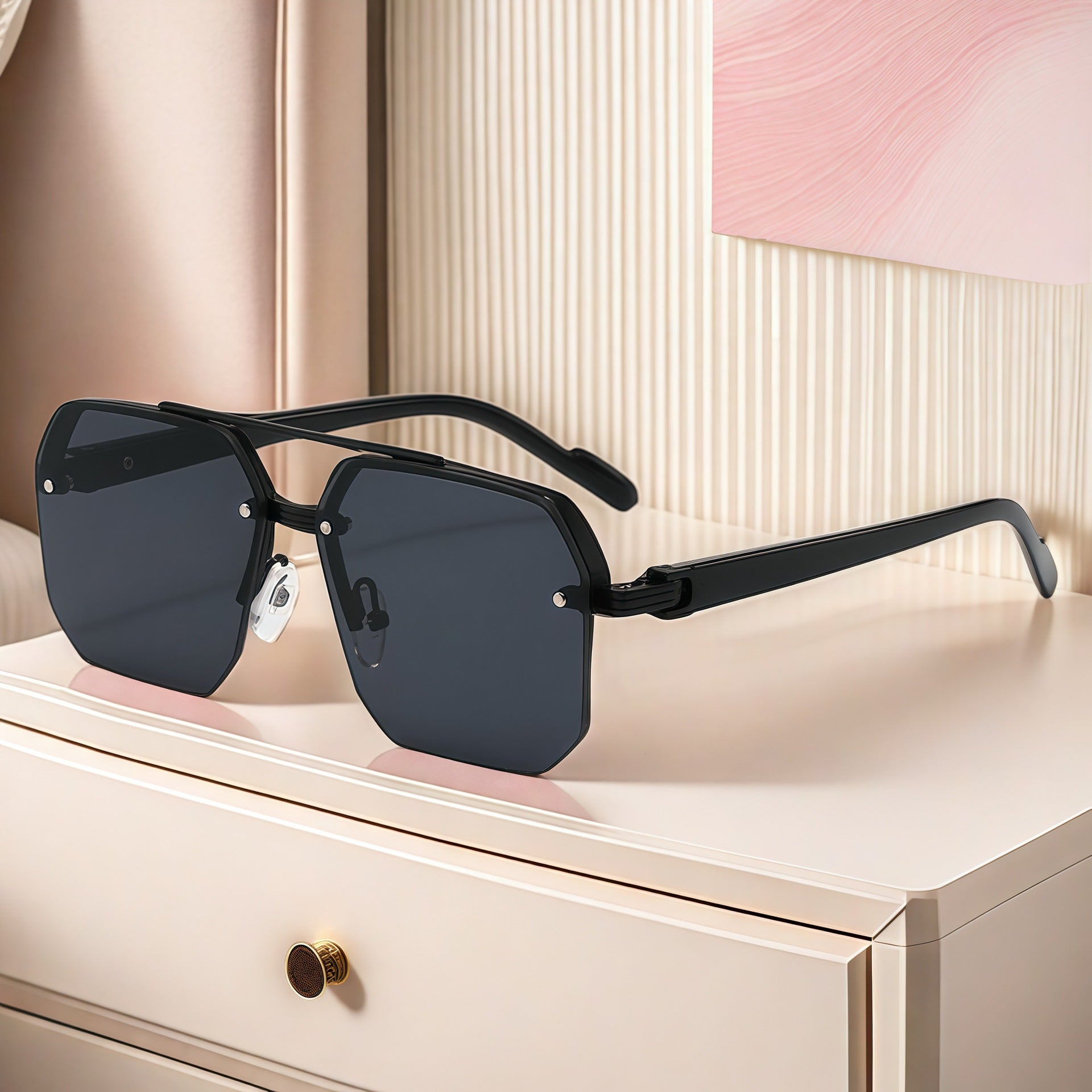 Wholesale New Boys' Driving Sunglasses, Big Face, Slimming, Anti-Uv Driving Glasses, High-End Half-Frame